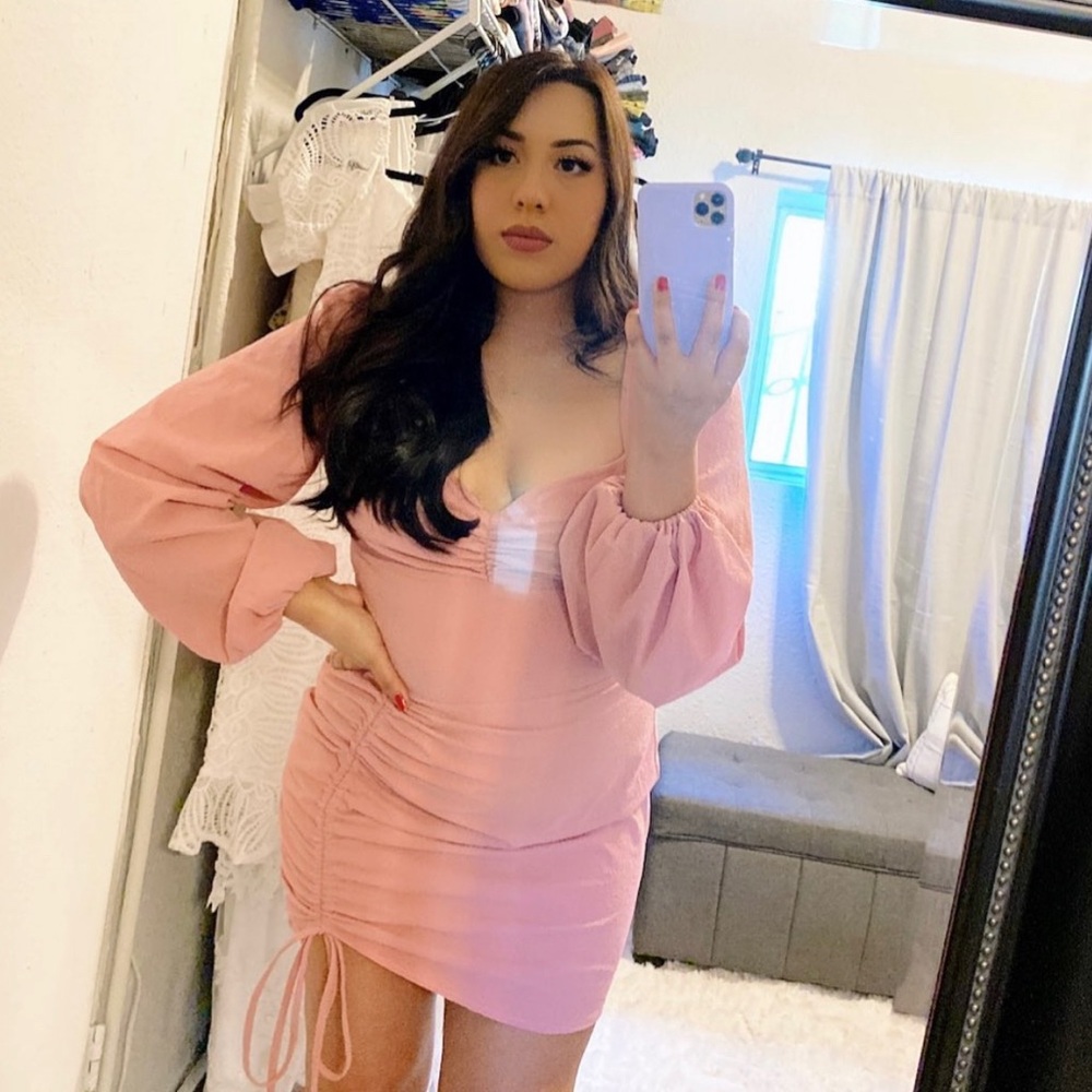 Pink Ruched Mini Dress - Picture 4 of 8